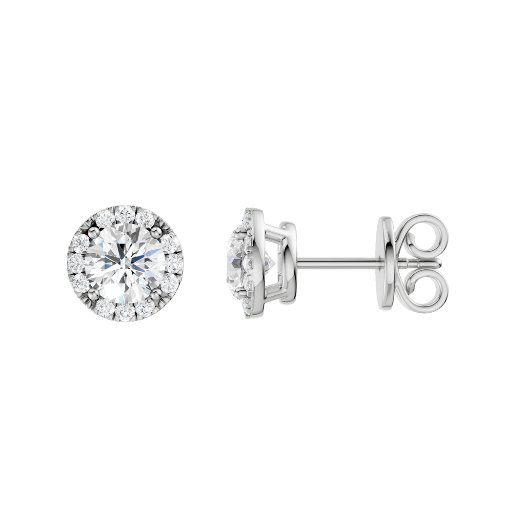 Petite Halo Stud Earrings (Round) in 14K White Gold – Silvadi Jewelry Aurora CO