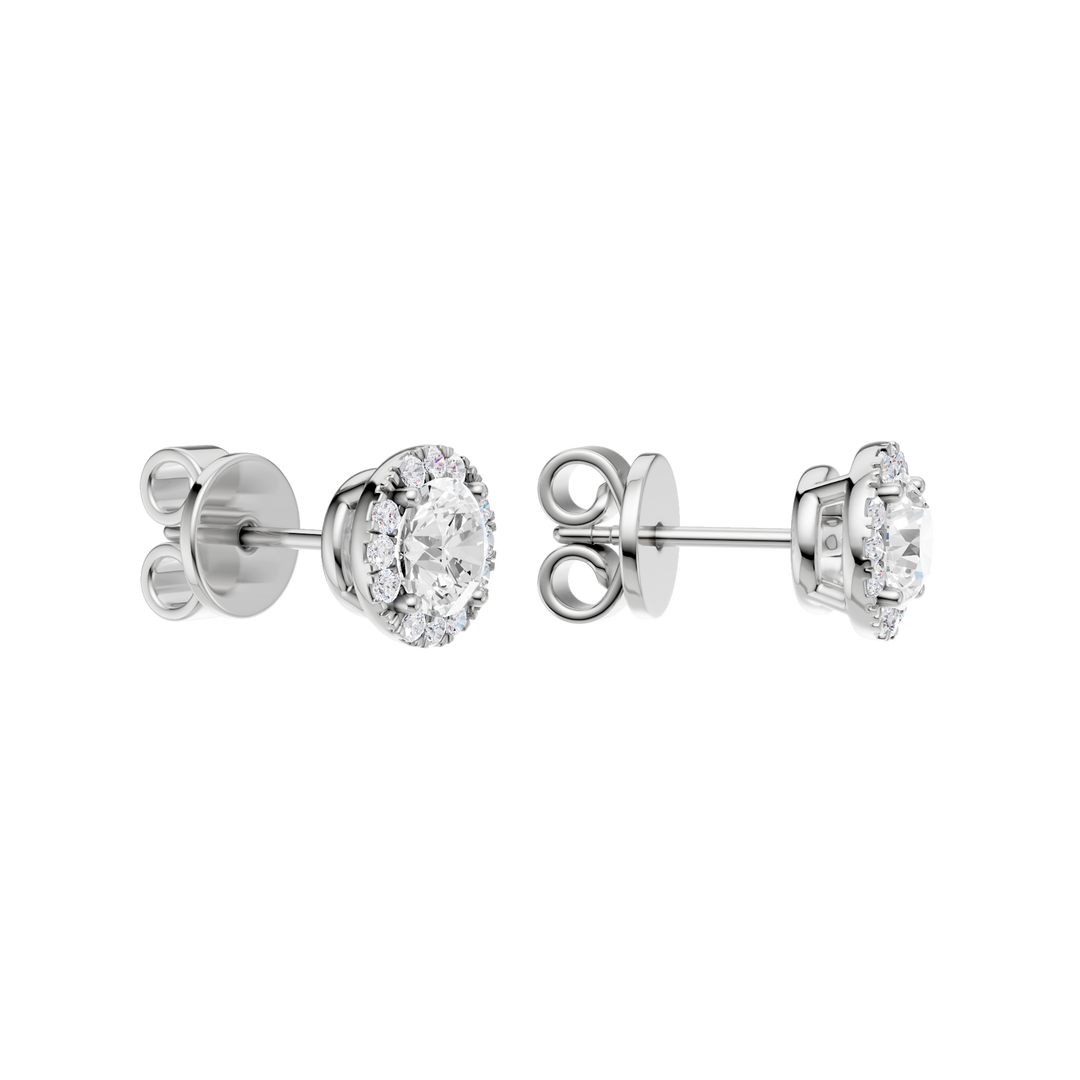Petite Halo Stud Earrings (Round) in 14K White Gold – Silvadi Jewelry Aurora CO