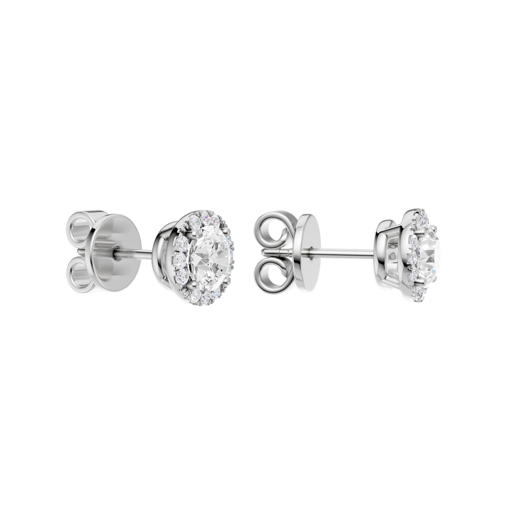 Petite Halo Stud Earrings (Round) in 14K White Gold – Silvadi Jewelry Aurora CO