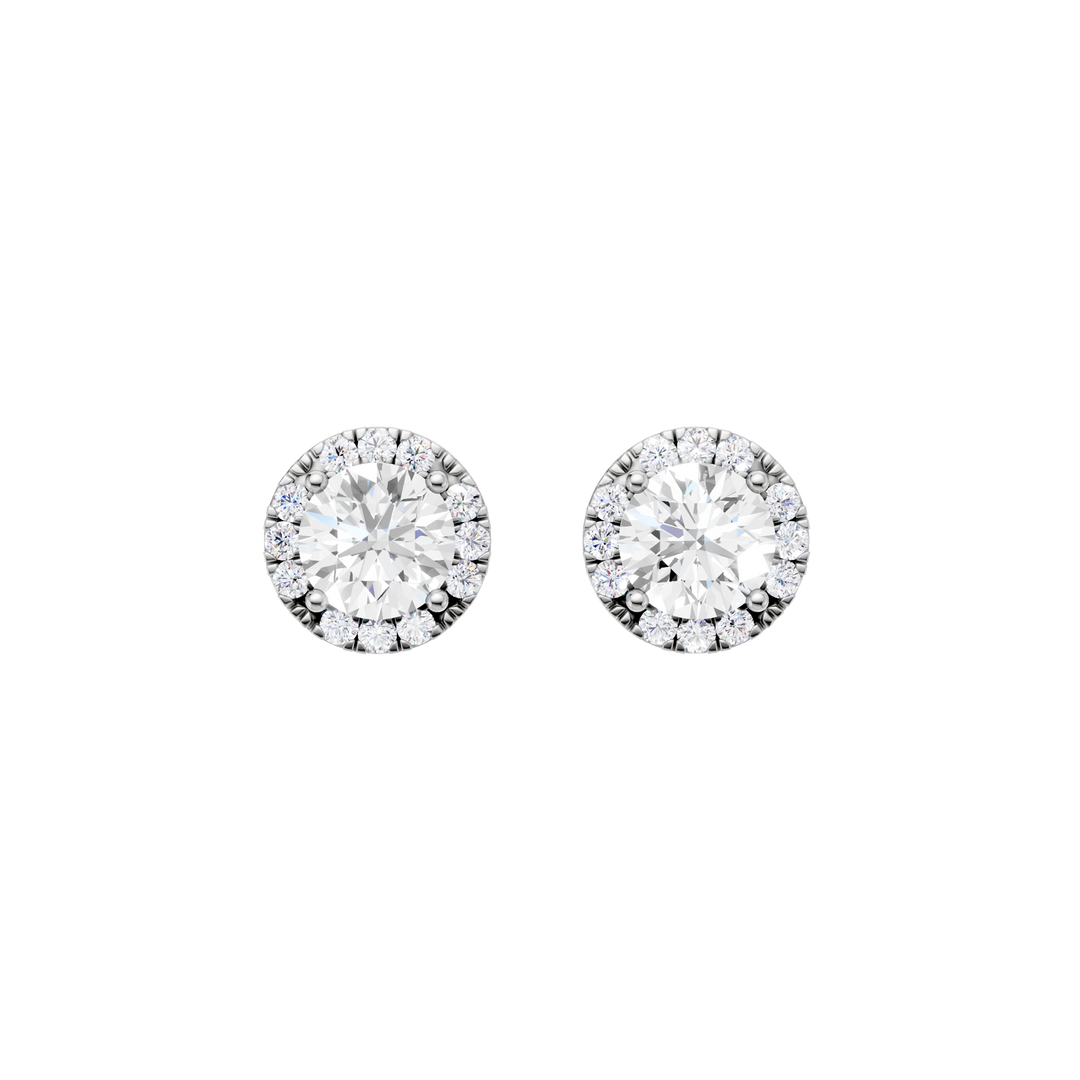 Petite Halo Stud Earrings (Round) in 14K White Gold – Silvadi Jewelry Aurora CO