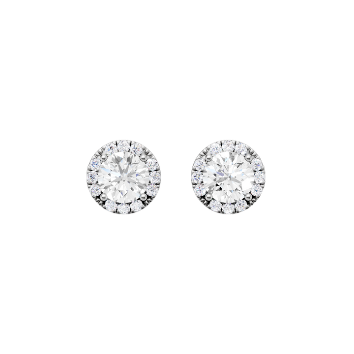 Petite Halo Stud Earrings (Round) in 14K White Gold – Silvadi Jewelry Aurora CO