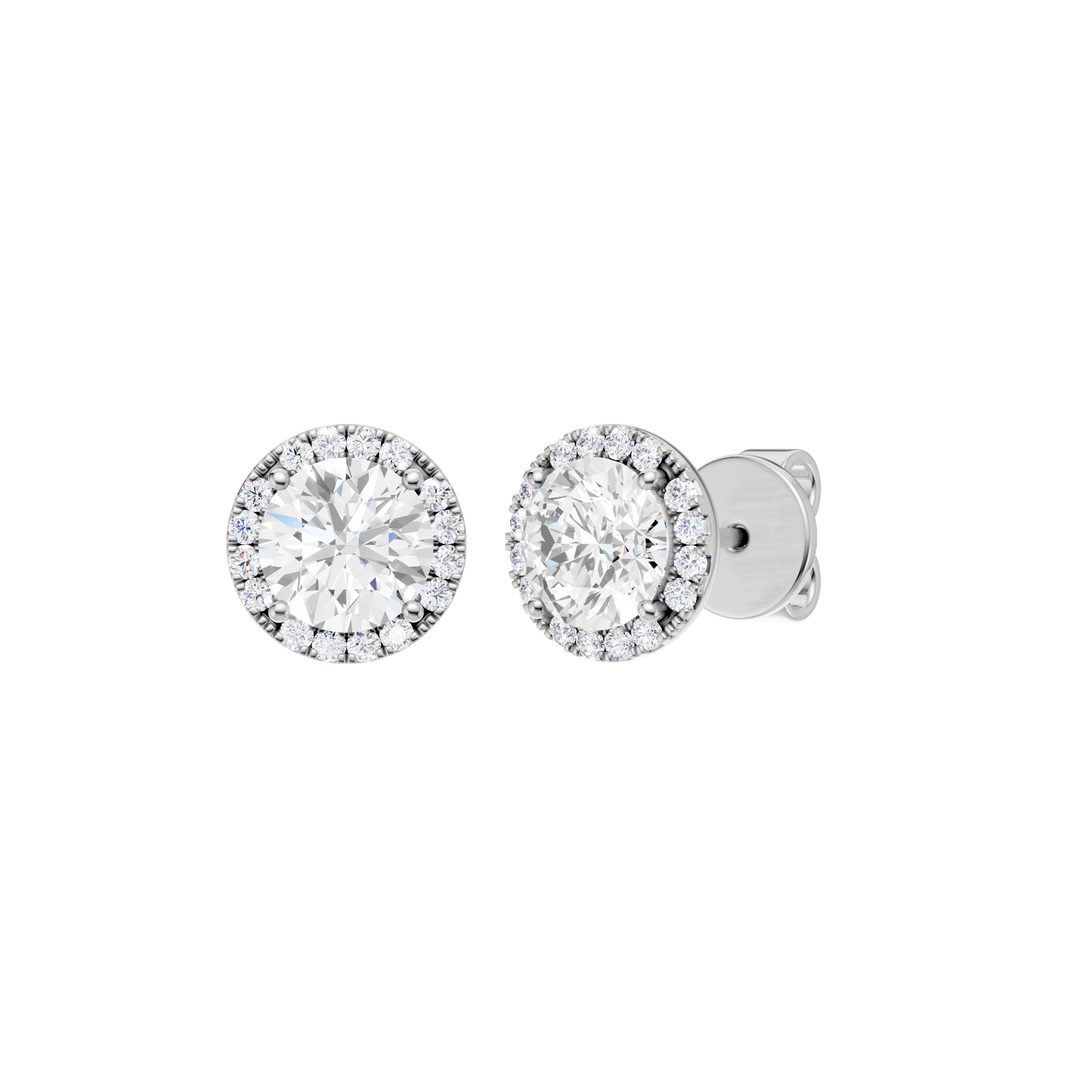 Petite Halo Stud Earrings (Round) in 14K White Gold – Silvadi Jewelry Aurora CO