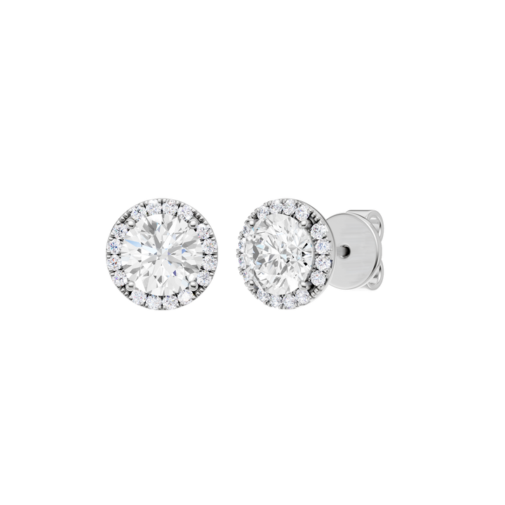Petite Halo Stud Earrings (Round) in 14K White Gold – Silvadi Jewelry Aurora CO