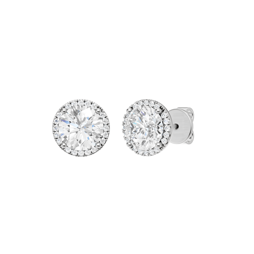 Petite Halo Stud Earrings (Round) in 14K White Gold – Silvadi Jewelry Aurora CO