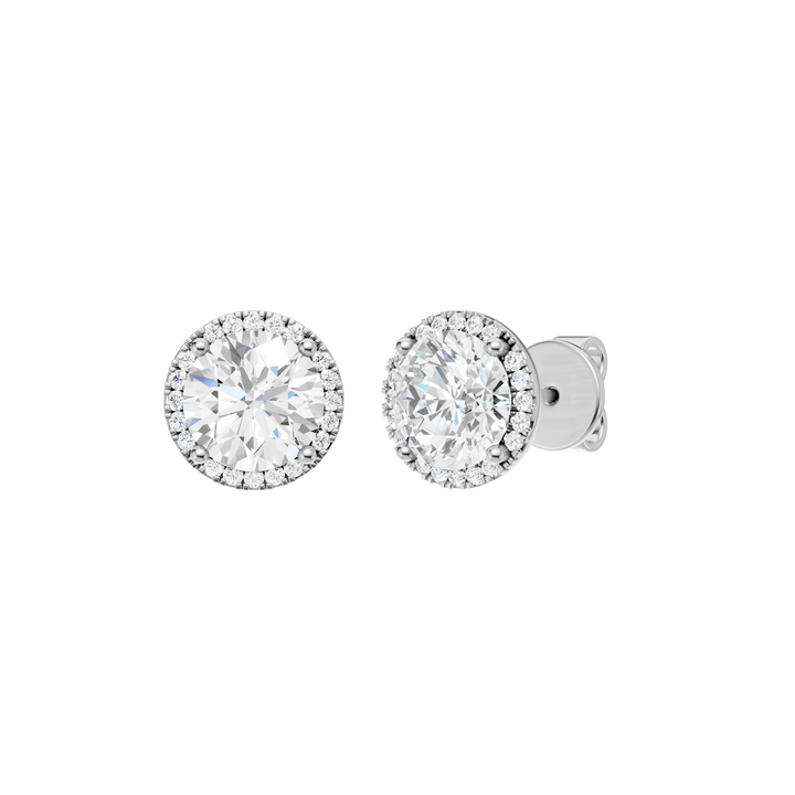 Petite Halo Stud Earrings (Round) in 14K White Gold – Silvadi Jewelry Aurora CO