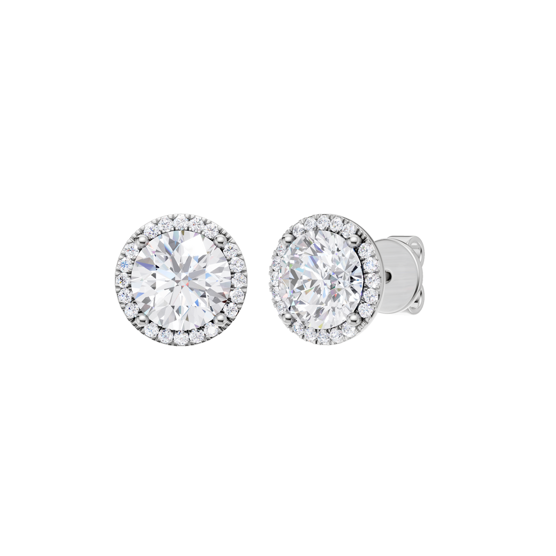 Petite Halo Stud Earrings (Round) in 14K White Gold – Silvadi Jewelry Aurora CO