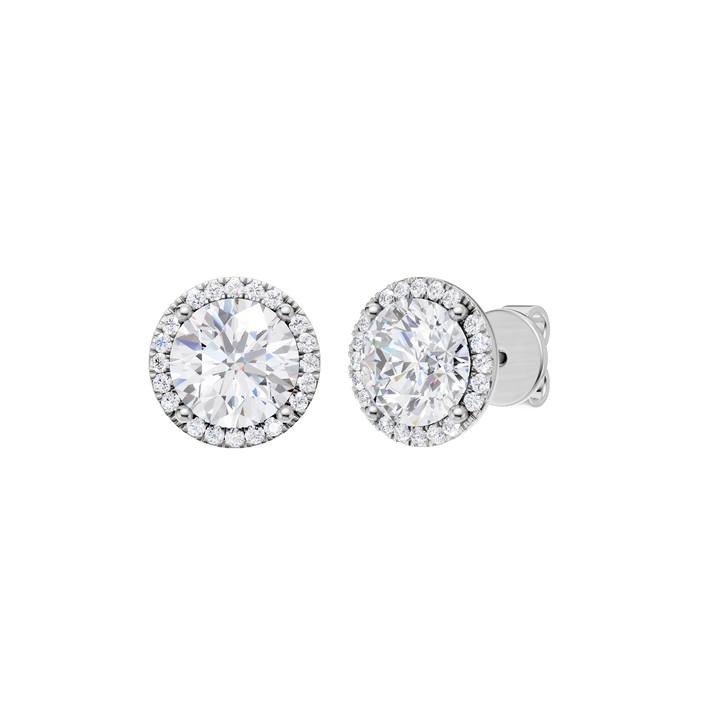 Petite Halo Stud Earrings (Round) in 14K White Gold – Silvadi Jewelry Aurora CO