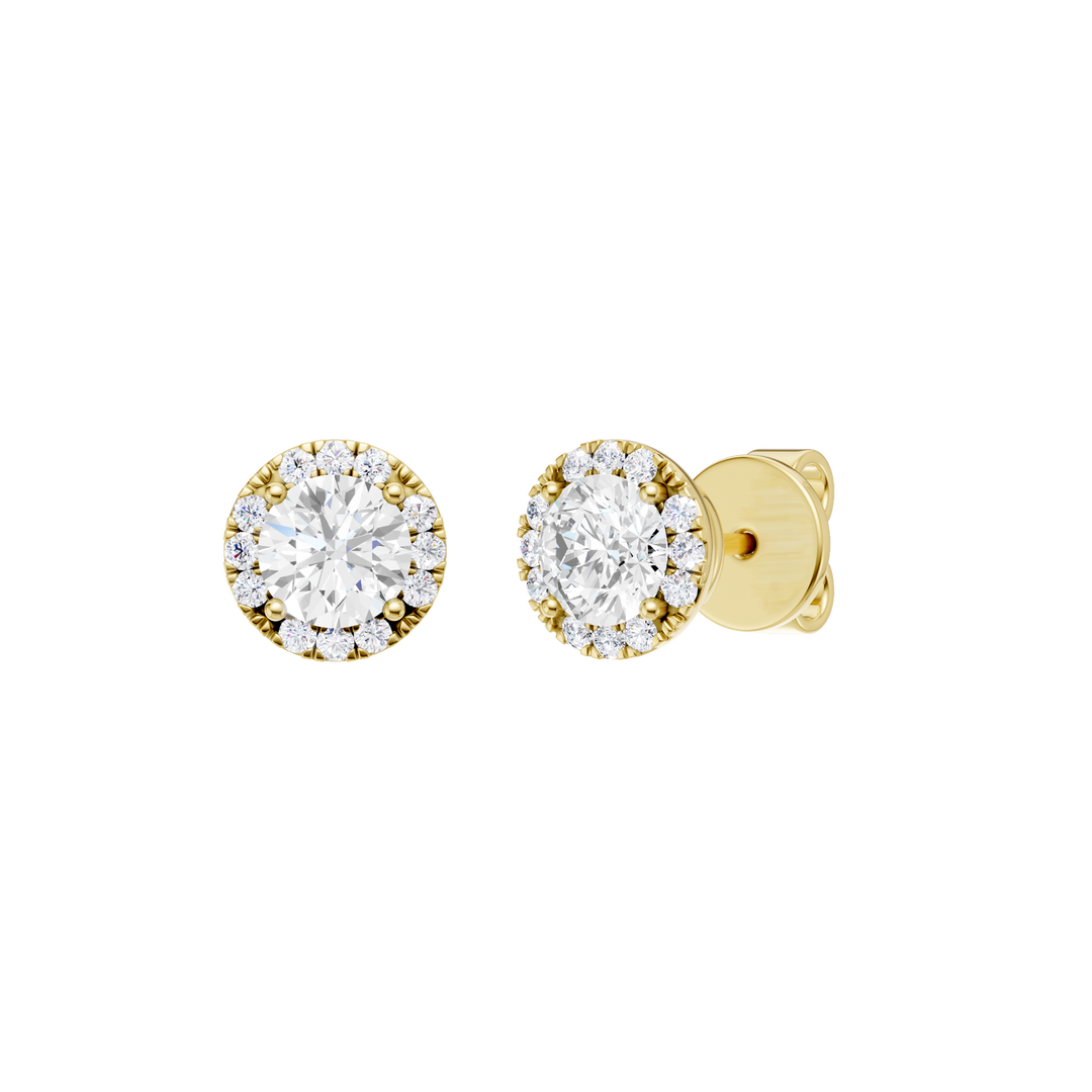 Petite Halo Stud Earrings (Round) in 14K Yellow Gold – Silvadi Jewelry Aurora CO