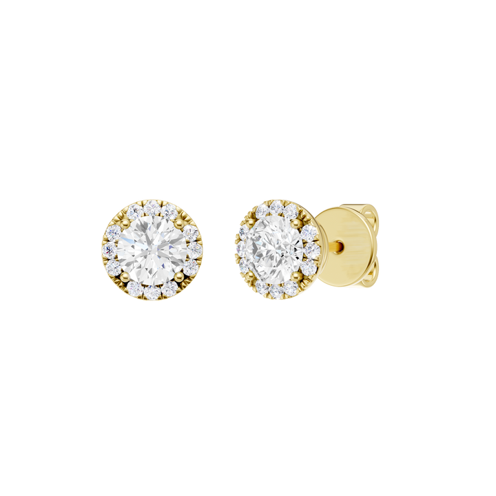Petite Halo Stud Earrings (Round) in 14K Yellow Gold – Silvadi Jewelry Aurora CO