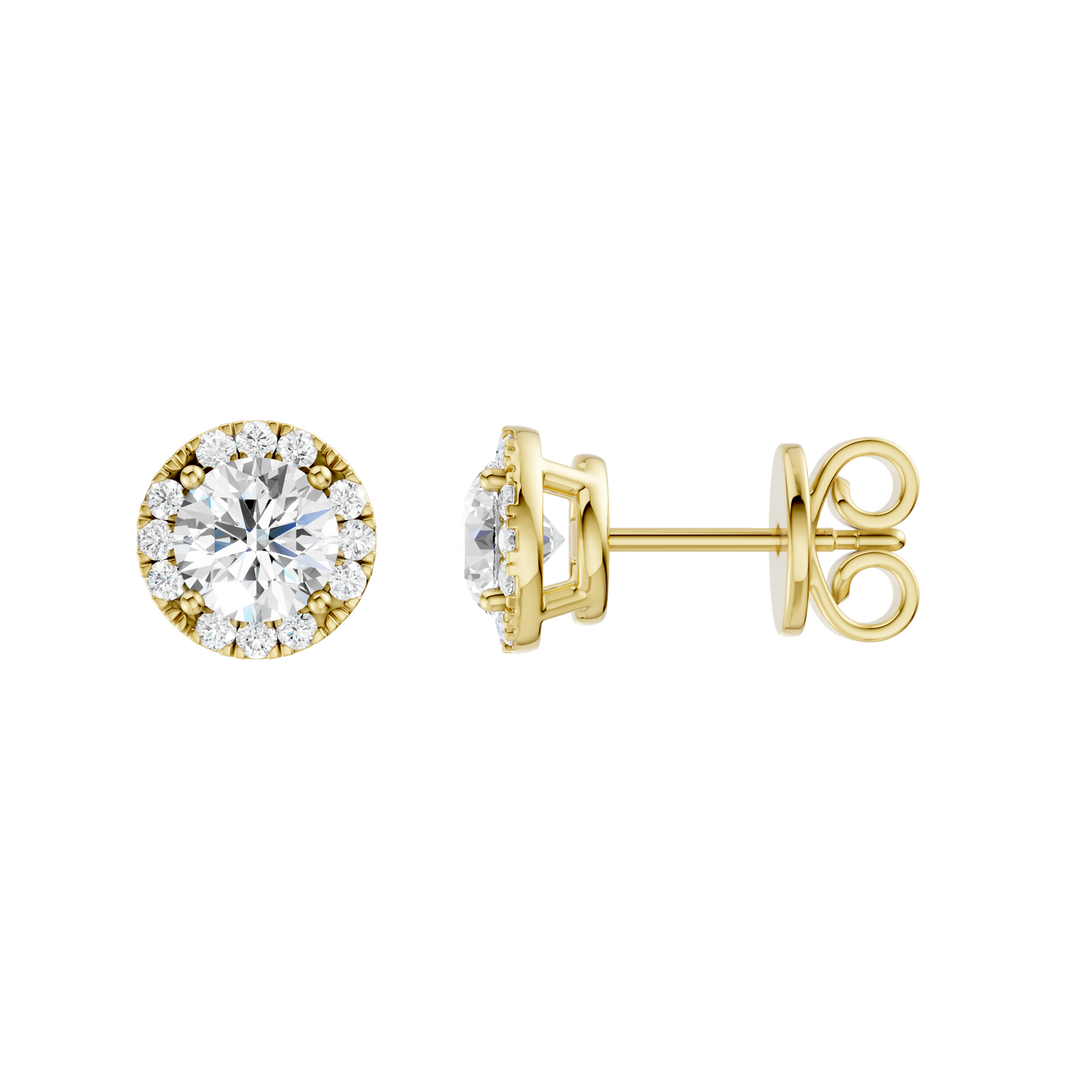 Petite Halo Stud Earrings (Round) in 14K Yellow Gold – Silvadi Jewelry Aurora CO