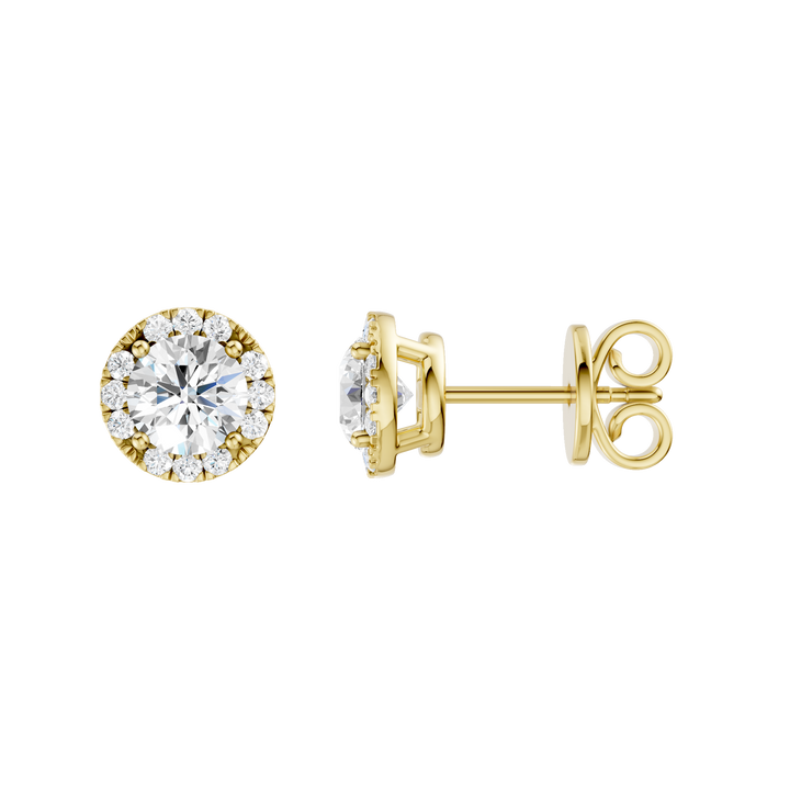 Petite Halo Stud Earrings (Round) in 14K Yellow Gold – Silvadi Jewelry Aurora CO
