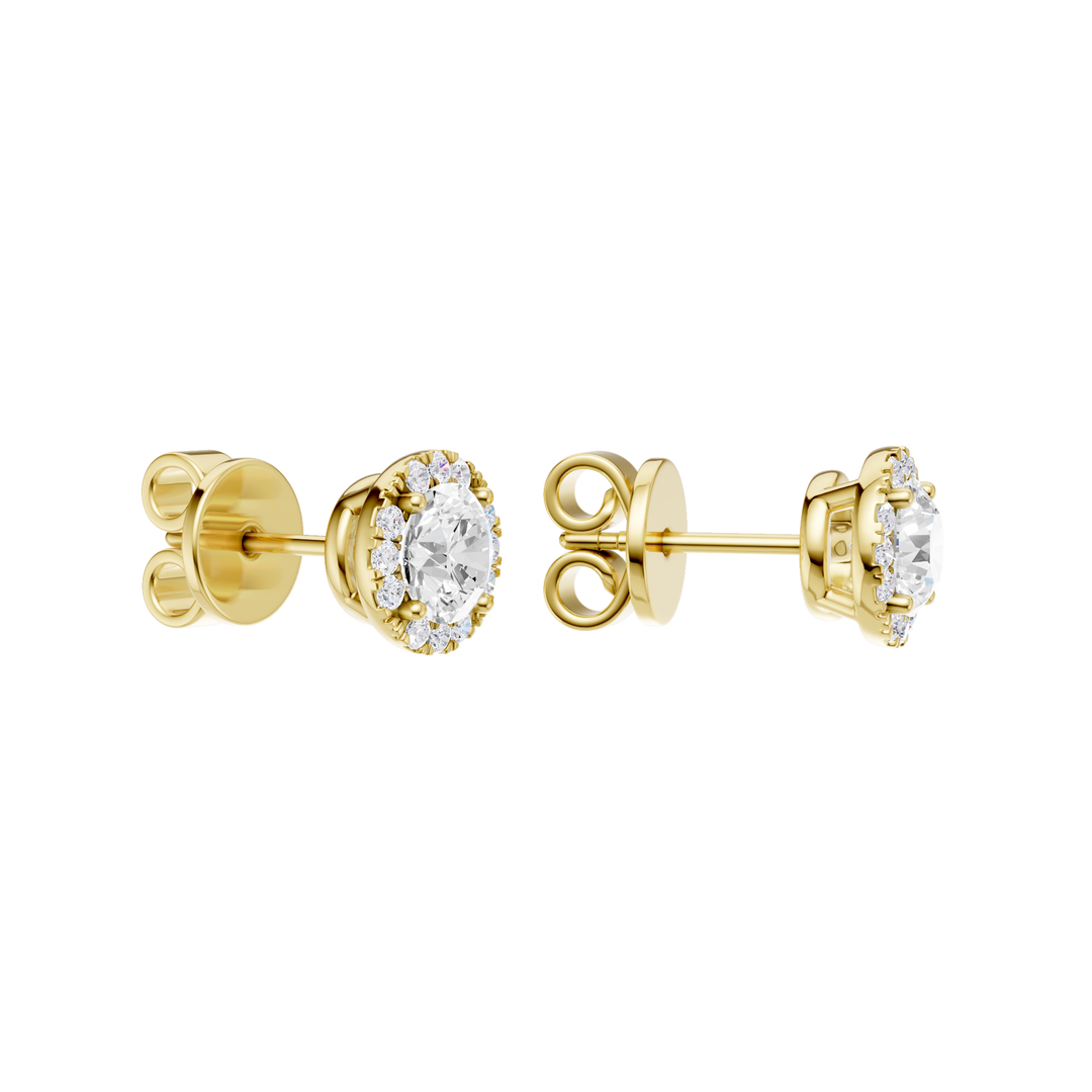 Petite Halo Stud Earrings (Round) in 14K Yellow Gold – Silvadi Jewelry Aurora CO