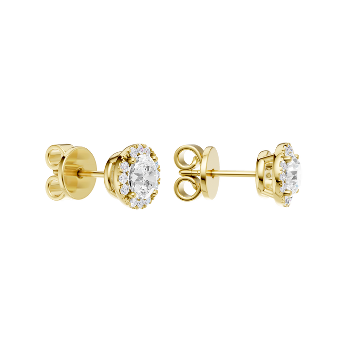 Petite Halo Stud Earrings (Round) in 14K Yellow Gold – Silvadi Jewelry Aurora CO