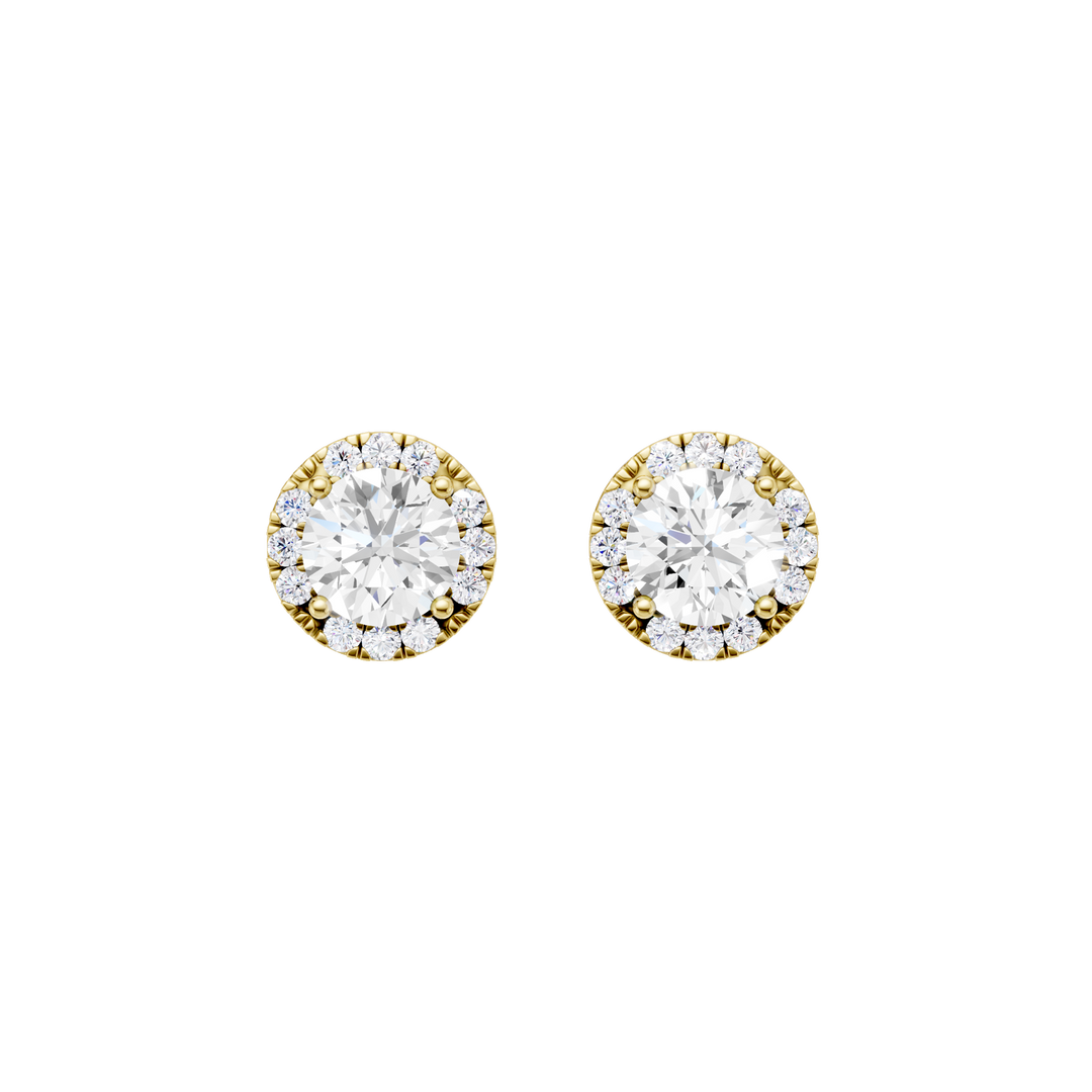 Petite Halo Stud Earrings (Round) in 14K Yellow Gold – Silvadi Jewelry Aurora CO