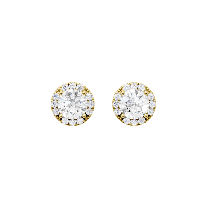 Petite Halo Stud Earrings (Round) in 14K Yellow Gold – Silvadi Jewelry Aurora CO