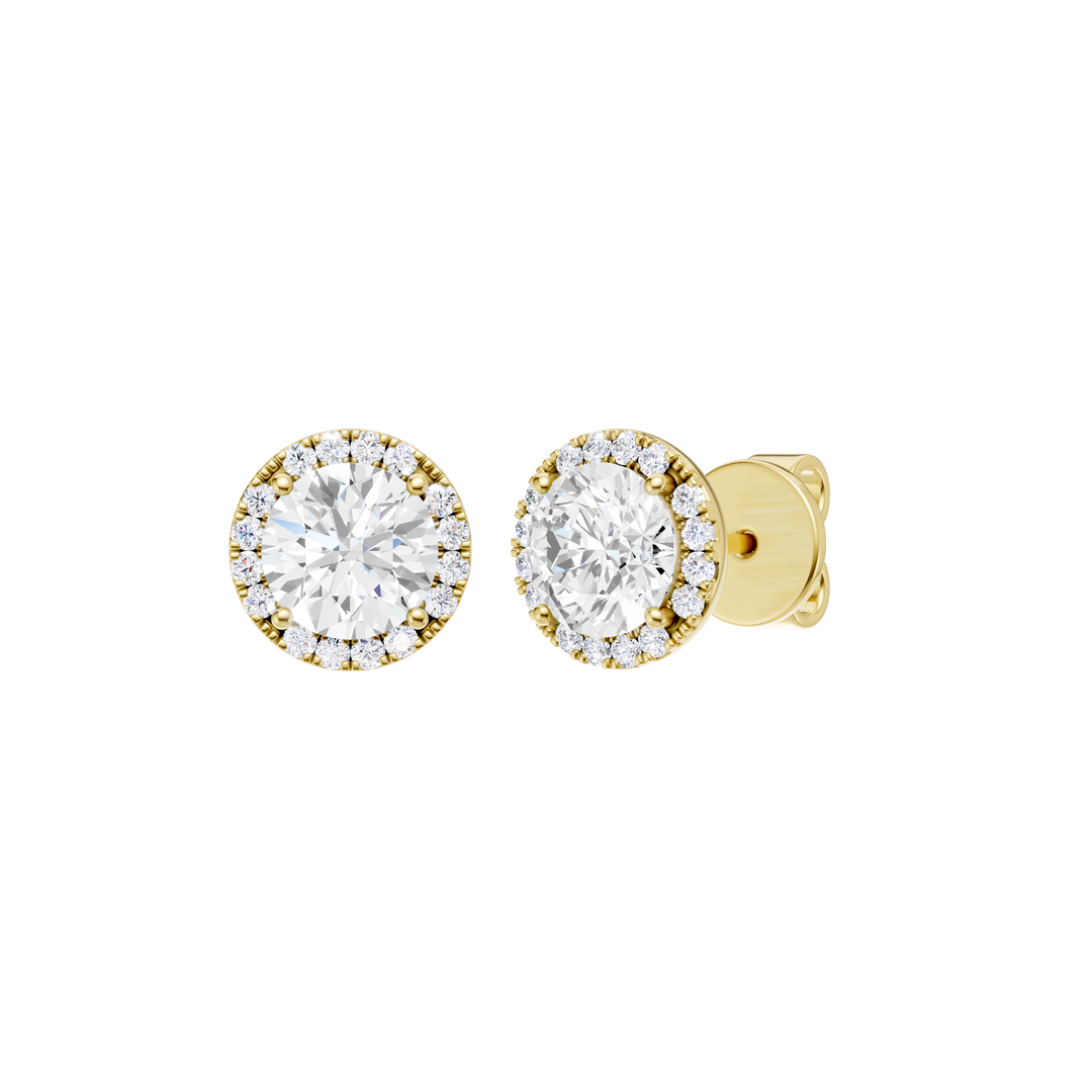 Petite Halo Stud Earrings (Round) in 14K Yellow Gold – Silvadi Jewelry Aurora CO