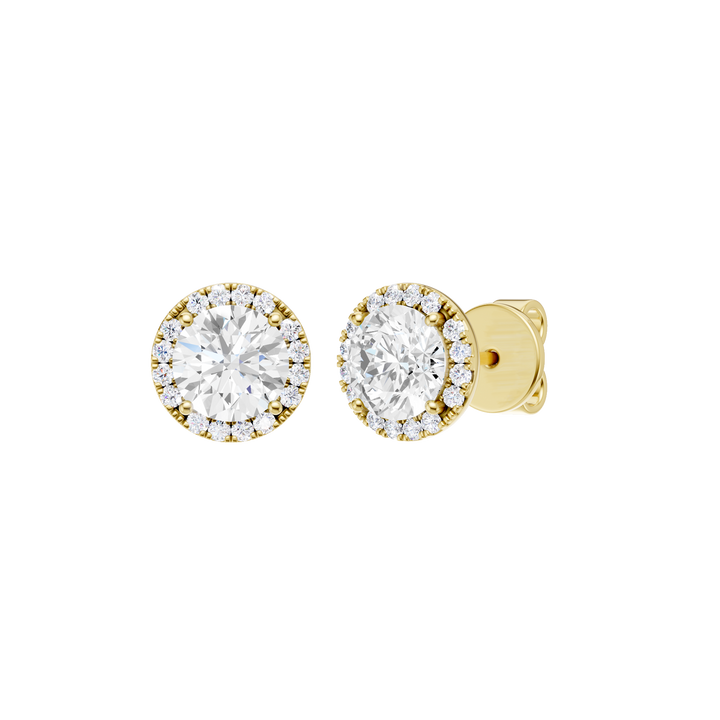 Petite Halo Stud Earrings (Round) in 14K Yellow Gold – Silvadi Jewelry Aurora CO