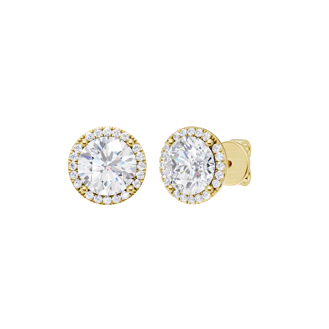Petite Halo Stud Earrings (Round) in 14K Yellow Gold – Silvadi Jewelry Aurora CO