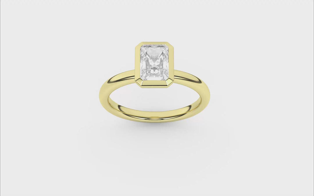 Bezel-Set Solitaire Ring (Radiant Cut) in 14K Yellow Gold – Silvadi Jewelry Aurora CO