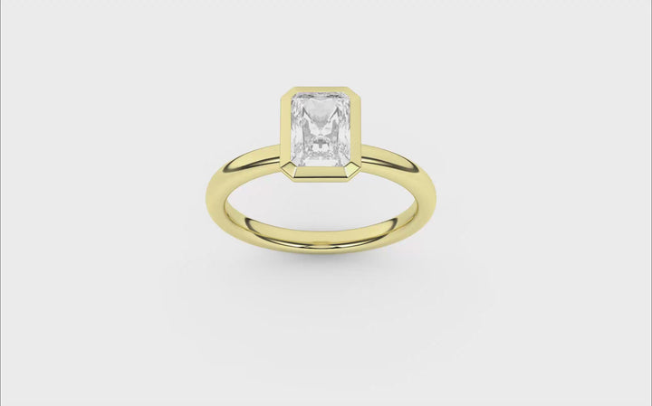 Bezel-Set Solitaire Ring (Radiant Cut) in 14K Yellow Gold – Silvadi Jewelry Aurora CO