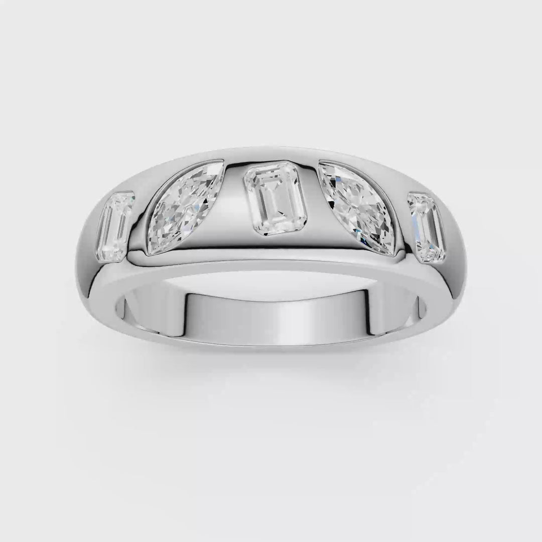 Fancy Shape Flush Set Diamond Ring (Emerald, Marquise) in 14K White Gold – Silvadi Jewelry Aurora CO