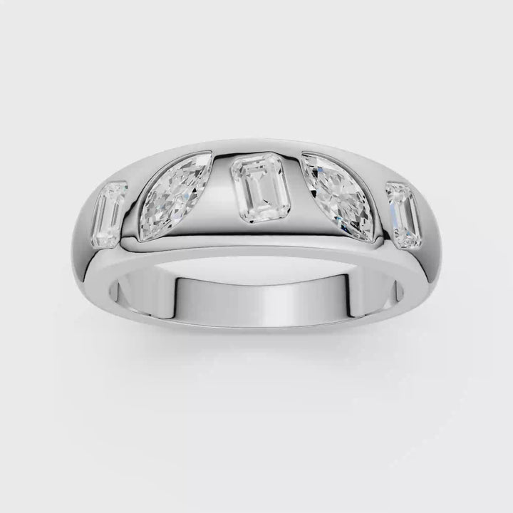 Fancy Shape Flush Set Diamond Ring (Emerald, Marquise) in 14K White Gold – Silvadi Jewelry Aurora CO
