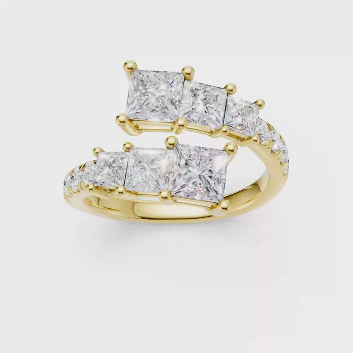 Bypass Diamond Ring (Princess) in 14K Yellow Gold – Silvadi Jewelry Aurora CO
