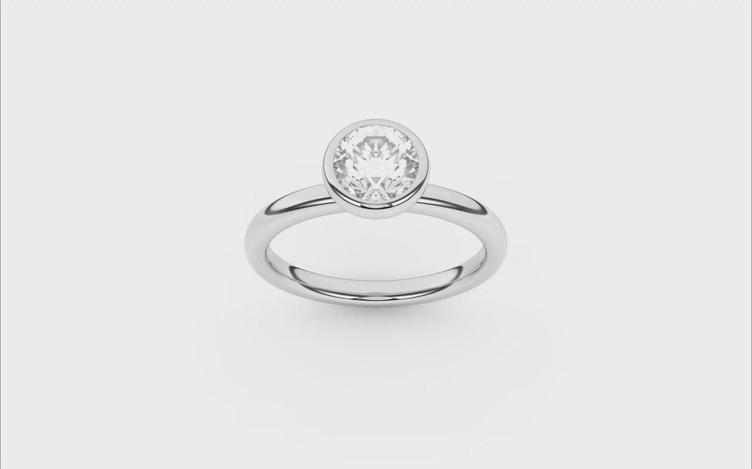 Bezel-Set Solitaire Ring (Round) in 14K White Gold – Silvadi Jewelry Aurora CO