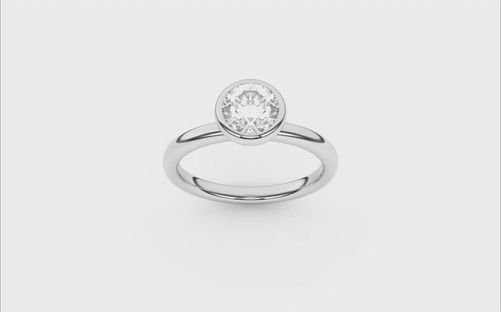 Bezel-Set Solitaire Ring (Round) in 14K White Gold – Silvadi Jewelry Aurora CO