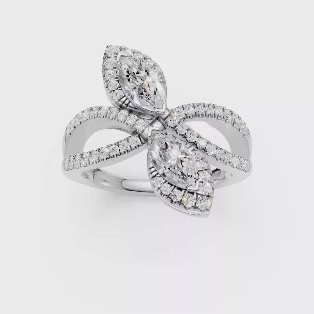 2-Stone Bypass Ring (Marquise, Round) in 14K White Gold – Silvadi Jewelry Aurora CO