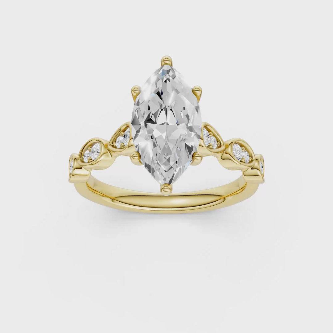 Trellis Shank Engagement Ring (Marquise) in 14K Yellow Gold – Silvadi Jewelry Aurora CO