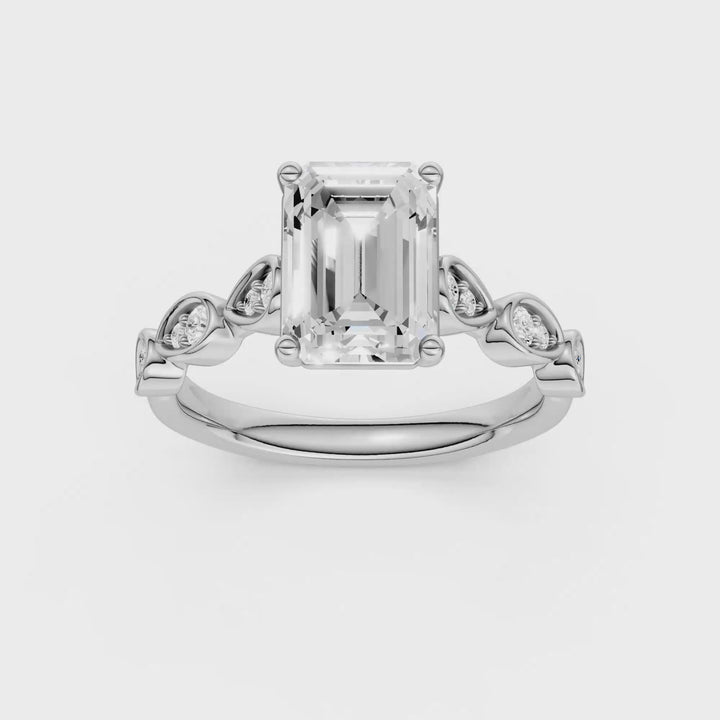Trellis Shank Engagement Ring (Emerald) in 14K White Gold – Silvadi Jewelry Aurora CO