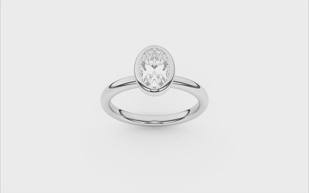 Bezel-Set Solitaire Ring (Oval) in 14K White Gold – Silvadi Jewelry Aurora CO