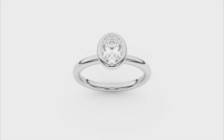 Bezel-Set Solitaire Ring (Oval) in 14K White Gold – Silvadi Jewelry Aurora CO