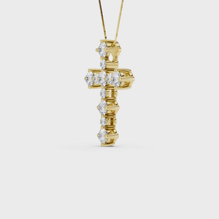 Alternating Diamond Cross Pendant (Round) in 14K Yellow Gold – Silvadi Jewelry Aurora CO