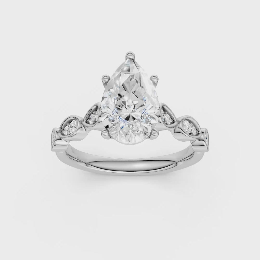 Trellis Shank Engagement Ring (Pear) in 14K White Gold – Silvadi Jewelry Aurora CO