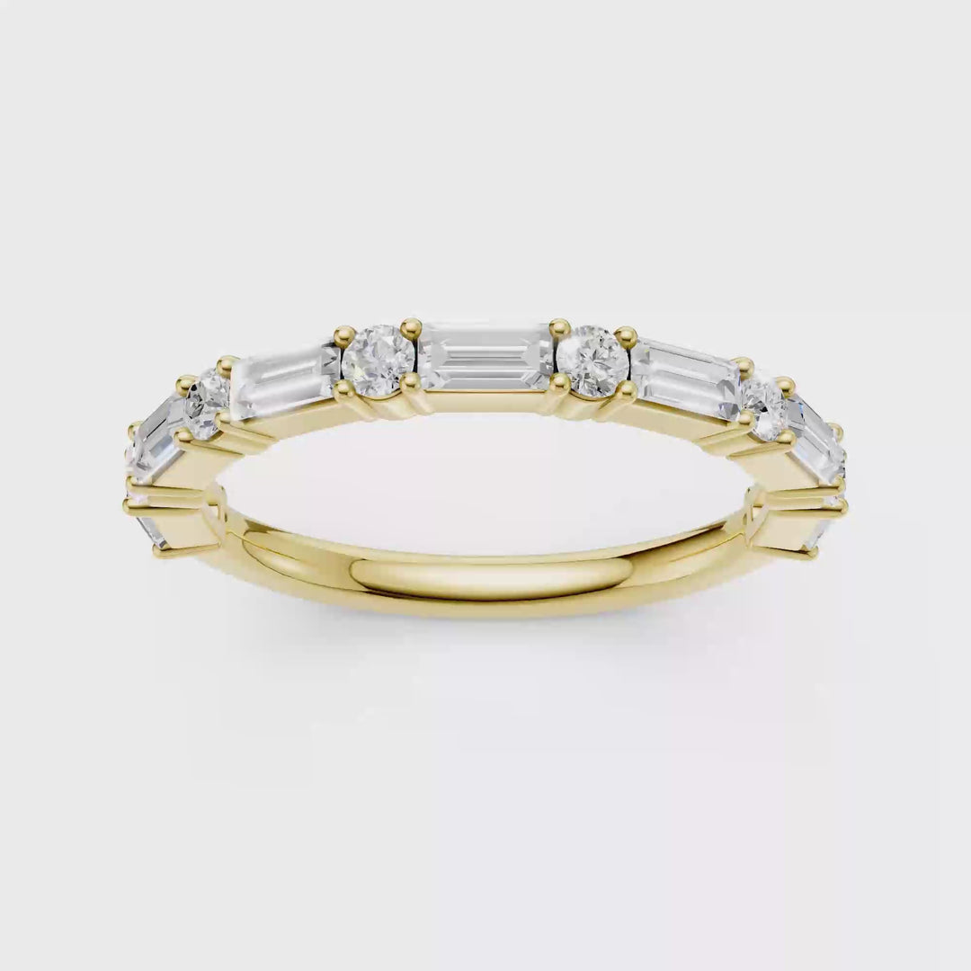 Diamond Wedding Band (Round, Baguette) in 14K Yellow Gold – Silvadi Jewelry Aurora CO