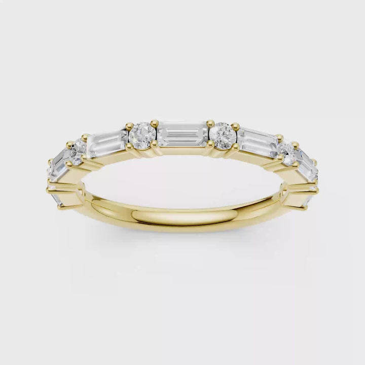 Diamond Wedding Band (Round, Baguette) in 14K Yellow Gold – Silvadi Jewelry Aurora CO