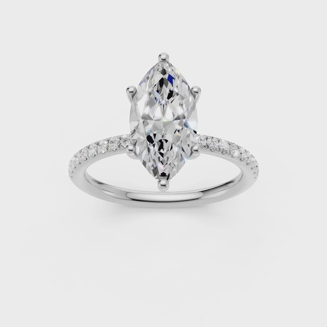 Hidden Halo Engagement Ring (Marquise) in 14K White Gold – Silvadi Jewelry Aurora CO
