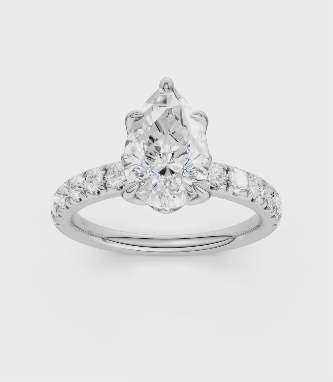 Tulip Head Engagement Ring (Pear) in 14K White Gold – Silvadi Jewelry Aurora CO
