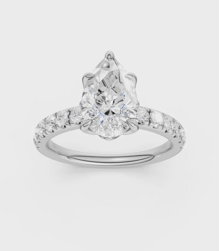 Tulip Head Engagement Ring (Pear) in 14K White Gold – Silvadi Jewelry Aurora CO