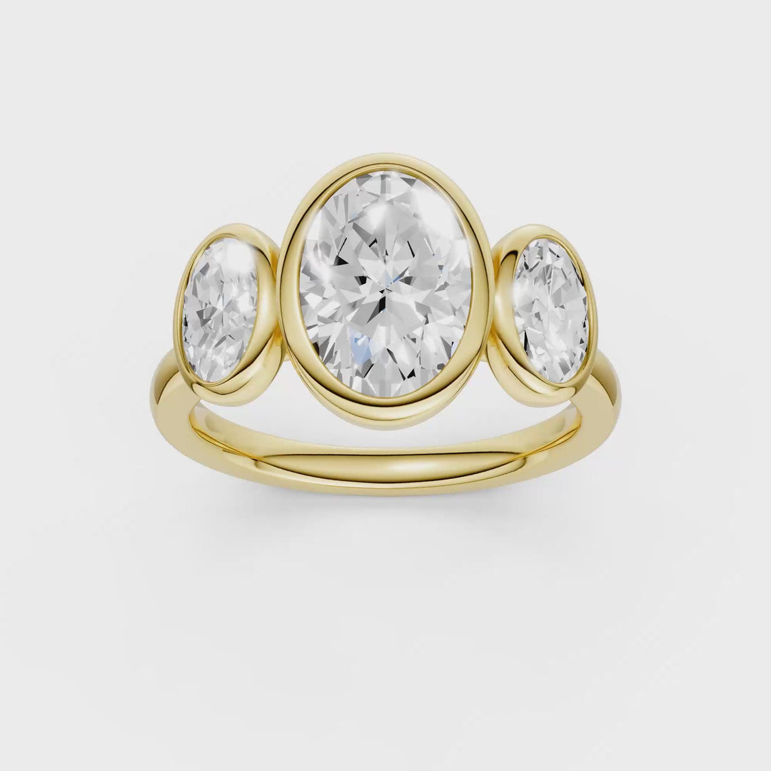 Bezel-Set 3 Stone Ring (Oval) in 14K Yellow Gold – Silvadi Jewelry Aurora CO