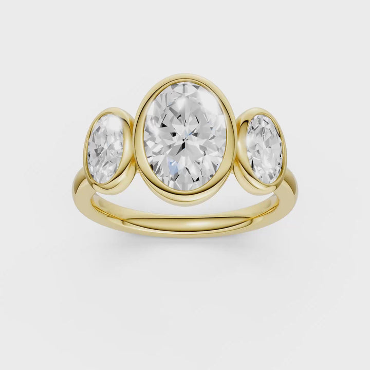 Bezel-Set 3 Stone Ring (Oval) in 14K Yellow Gold – Silvadi Jewelry Aurora CO