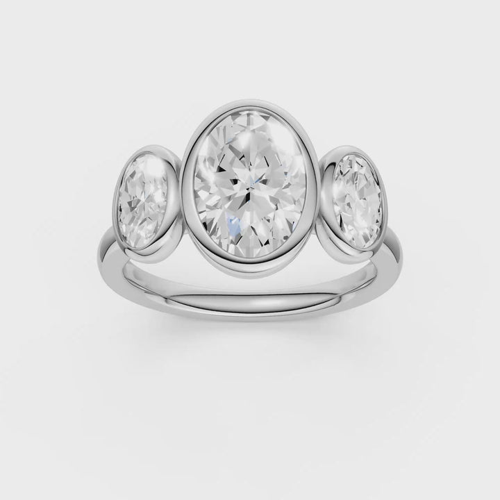 Bezel-Set 3 Stone Ring (Oval) in 14K White Gold – Silvadi Jewelry Aurora CO