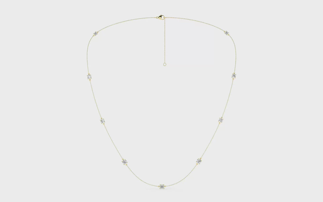 Diamond Station Necklace (Round) in 14K Yellow Gold – Silvadi Jewelry Aurora CO