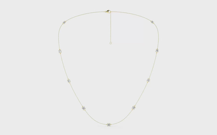 Diamond Station Necklace (Round) in 14K Yellow Gold – Silvadi Jewelry Aurora CO