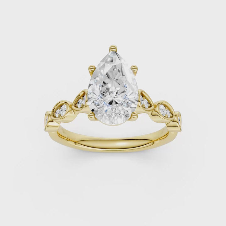 Trellis Shank Engagement Ring (Pear) in 14K Yellow Gold – Silvadi Jewelry Aurora CO
