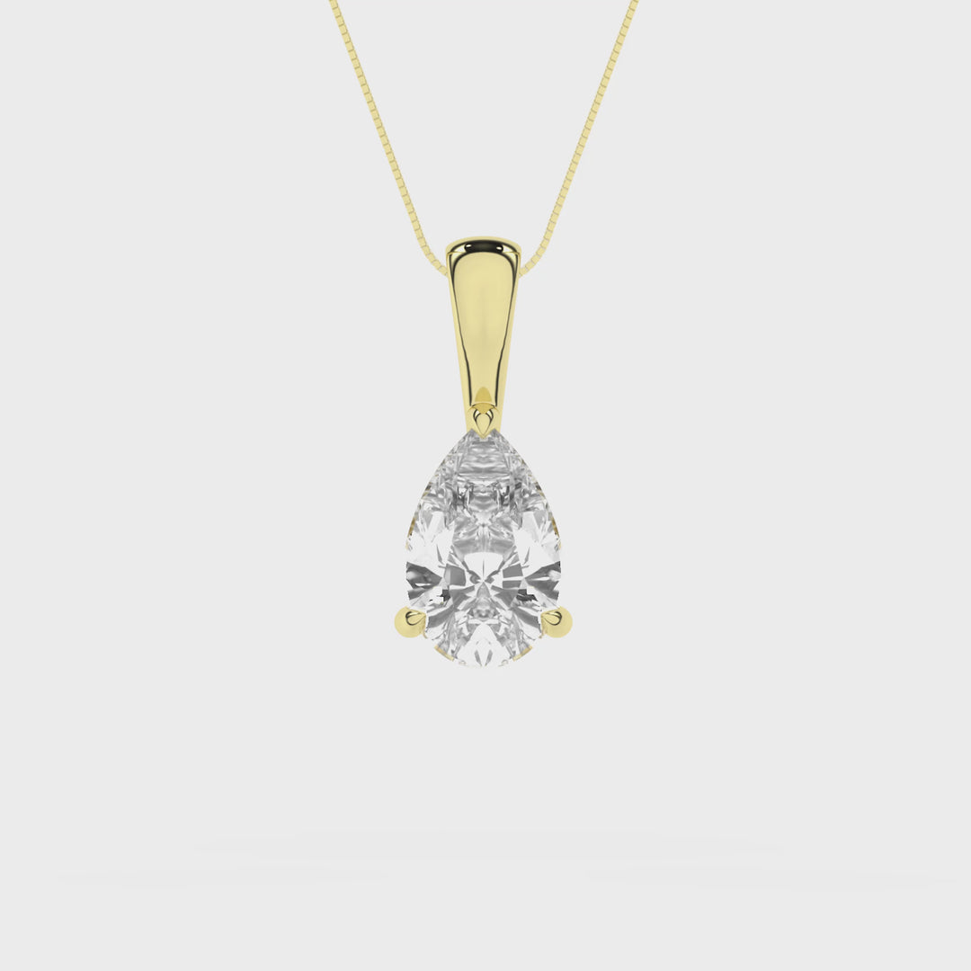 Solitaire Pendant (Pear) in 14K Yellow Gold – Silvadi Jewelry Aurora CO