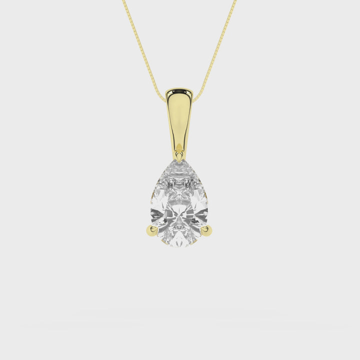 Solitaire Pendant (Pear) in 14K Yellow Gold – Silvadi Jewelry Aurora CO