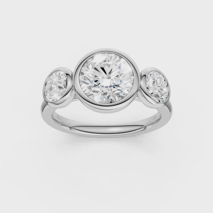 Bezel-Set 3 Stone Ring (Round) in 14K White Gold – Silvadi Jewelry Aurora CO